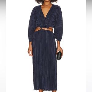 Always Fits Plisse Midi Dress in Blue